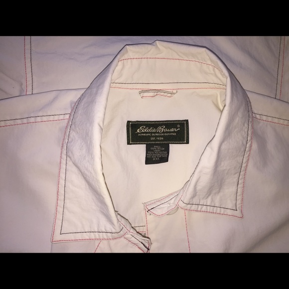 White with red and black stitching spring jacket - Picture 3 of 3
