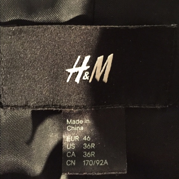 Black Wool Blazer with Faux Leather Detail - Picture 3 of 3