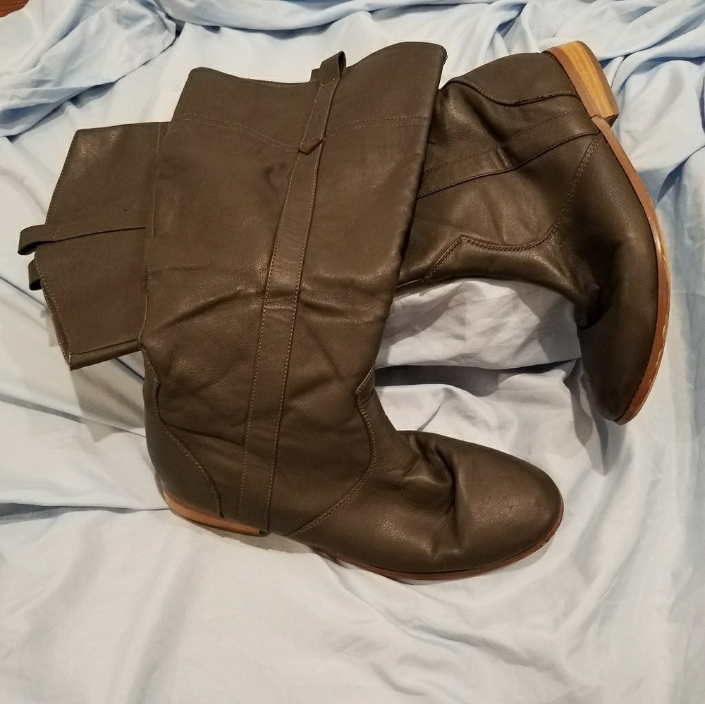Gray Knee Boots