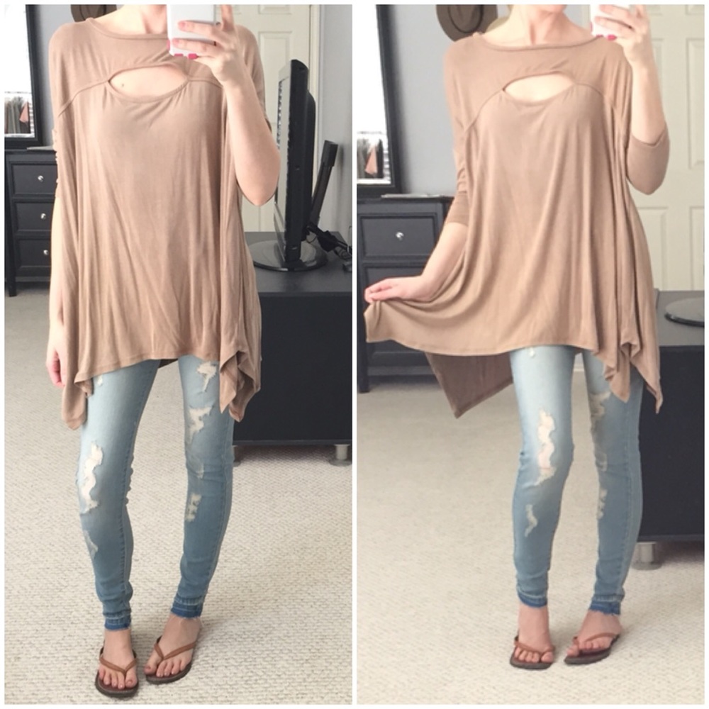 LAST DAY ON POSH▫️Camel Cut-Out Top - Picture 3 of 5