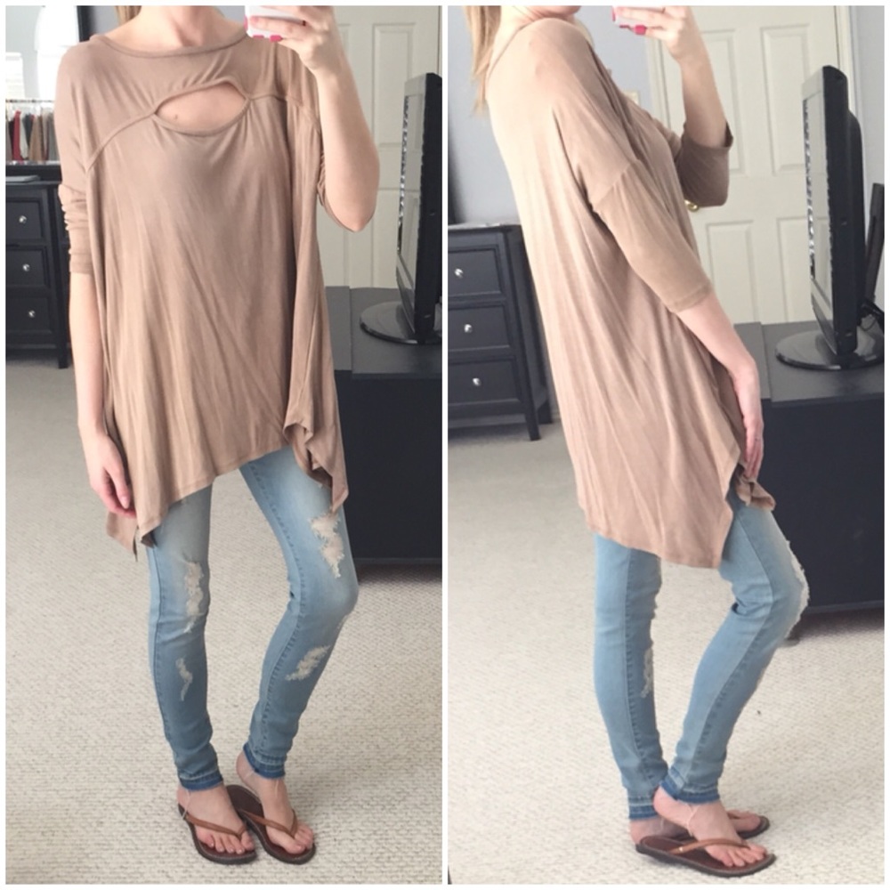 LAST DAY ON POSH▫️Camel Cut-Out Top - Picture 4 of 5