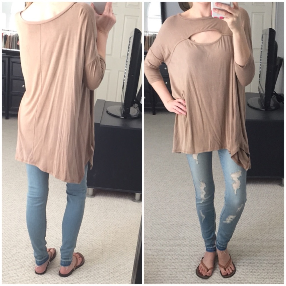 LAST DAY ON POSH▫️Camel Cut-Out Top - Picture 5 of 5