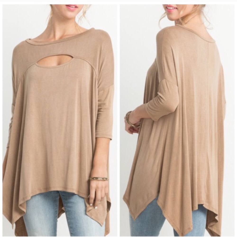 LAST DAY ON POSH▫️Camel Cut-Out Top - Picture 2 of 5
