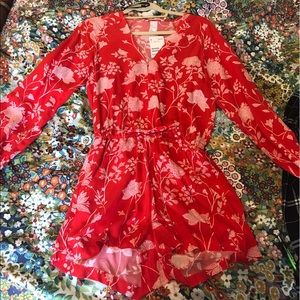 Red Floral Romper