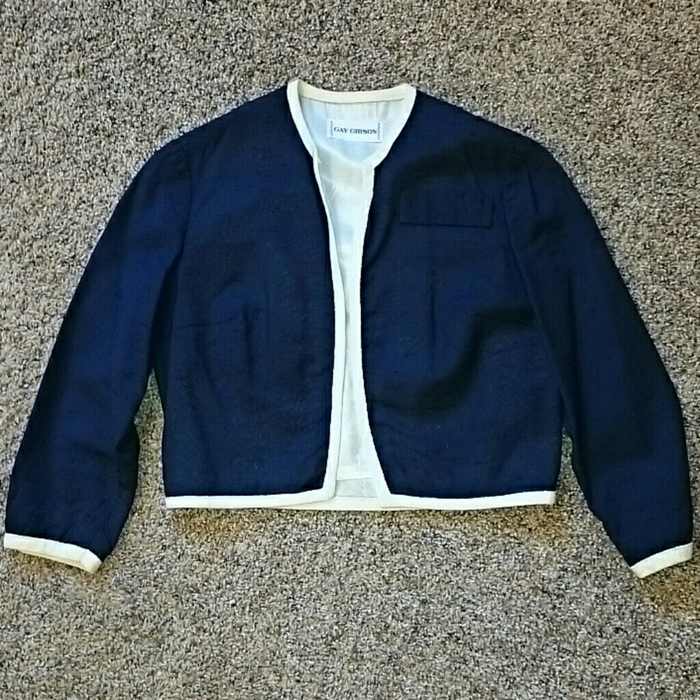 Vintage Navy Blue and White Suit - Picture 5 of 9