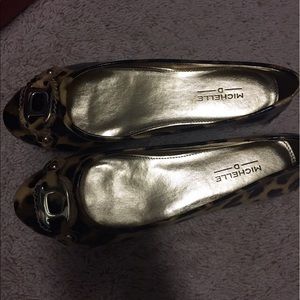 Michelle D patent animal print flats