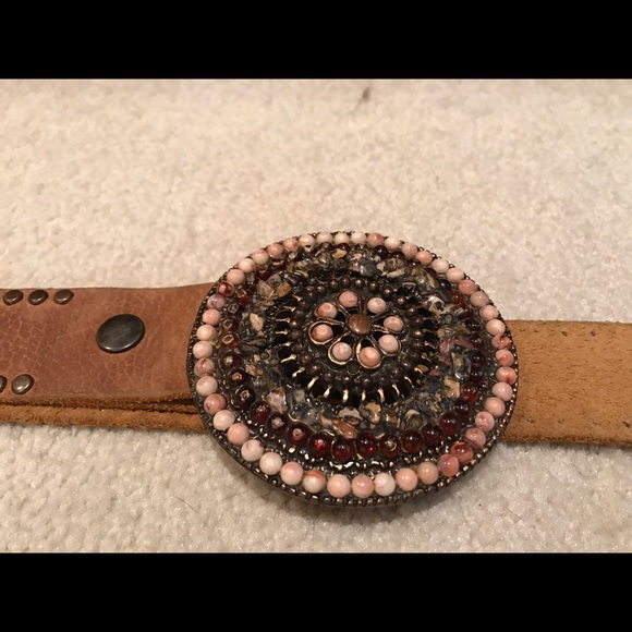 Belt, adjustable, Coral and Stone buckle