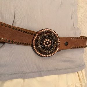 Belt, adjustable, Coral and Stone buckle