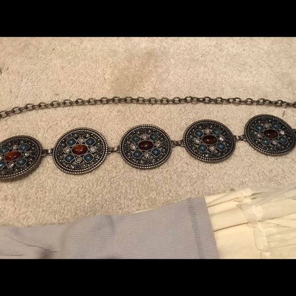 Metal Belt with Stone Buckle