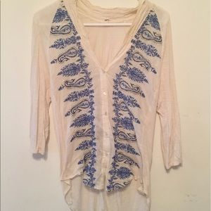 embroidered Anthropologie blouse