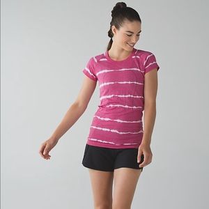 Lululemon run swiftly pink and white tie dye sz 4