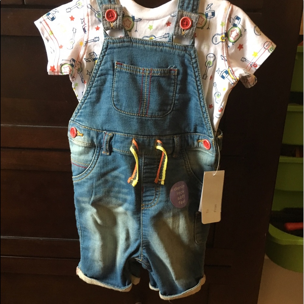 Music Theme Overall & T-shirt set