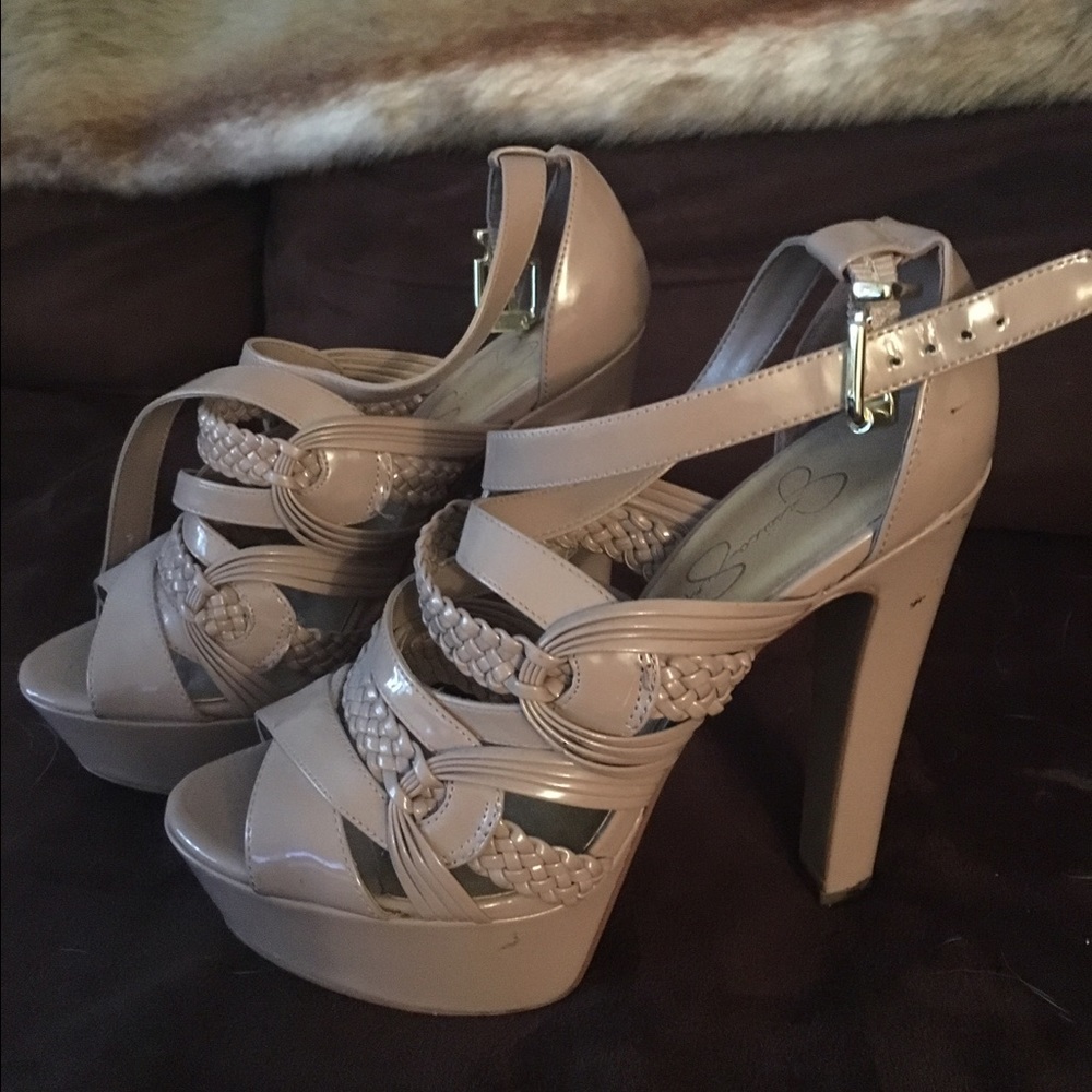 Jessica Simpson strappy platforms