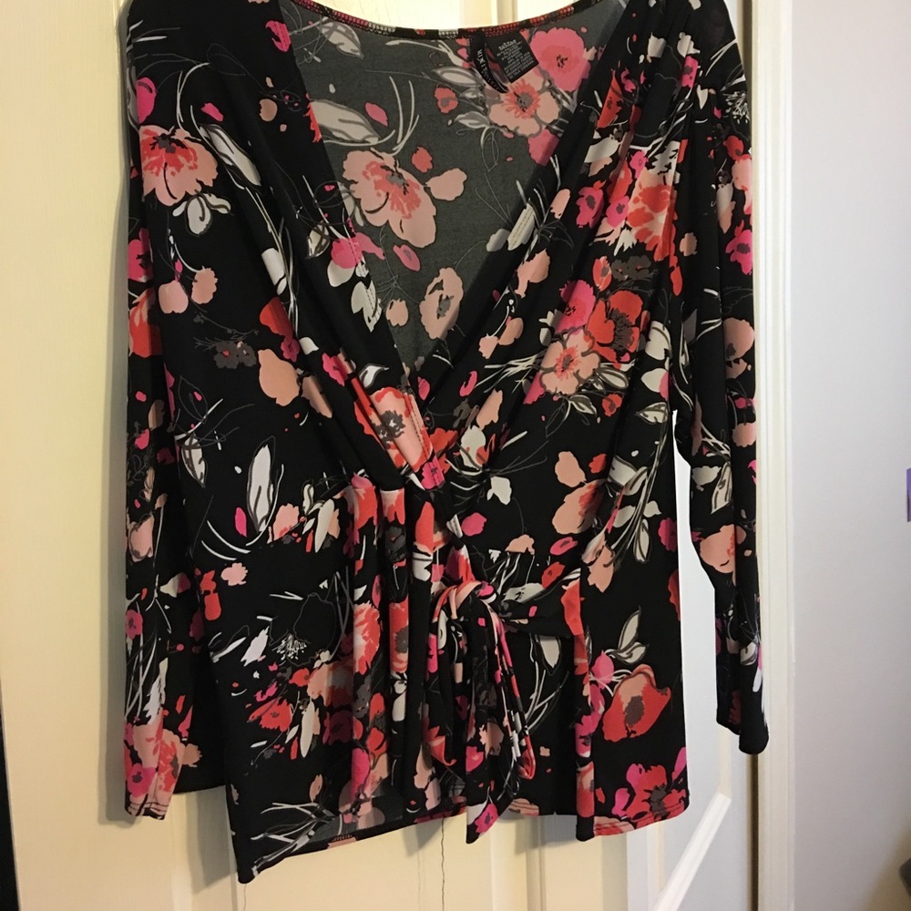 Mock Wrap Stretchy Blouse