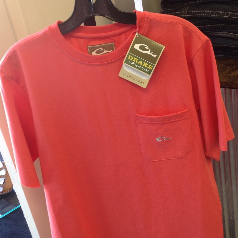 Coral color men's Drake tee