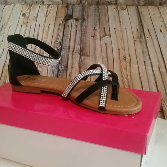 Black Rhinestone Sandals - Picture 3 of 3