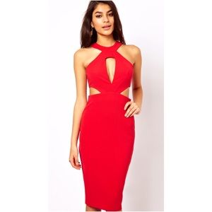Sexy red midi dress