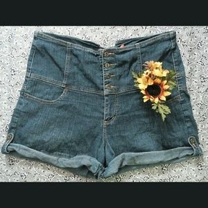Women's denim high waisted shorts size 18