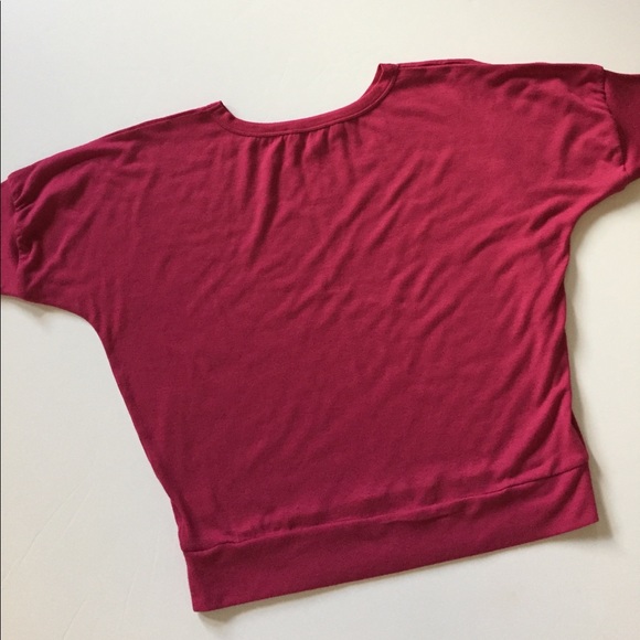 Belle Gray Raspberry Dolman Short Sleeve Top - Picture 7 of 8