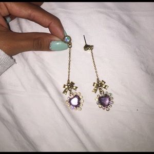 Betsey Johnson heart shaped crystal earrings