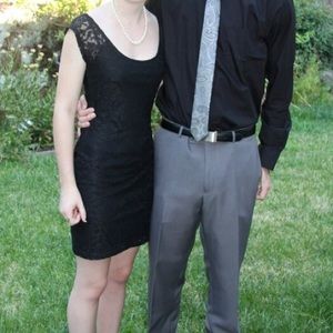 Nollie black lace fitted dress