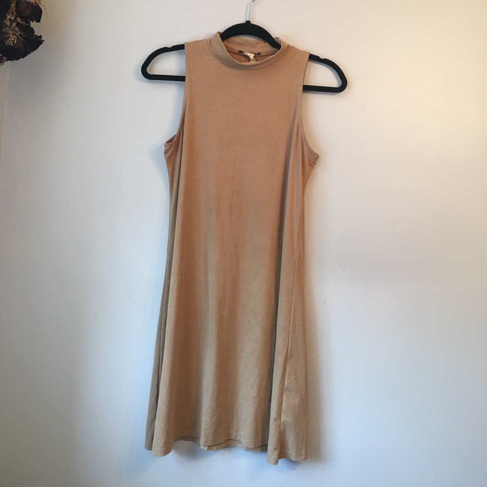 Sleeveless, suede, turtleneck dress