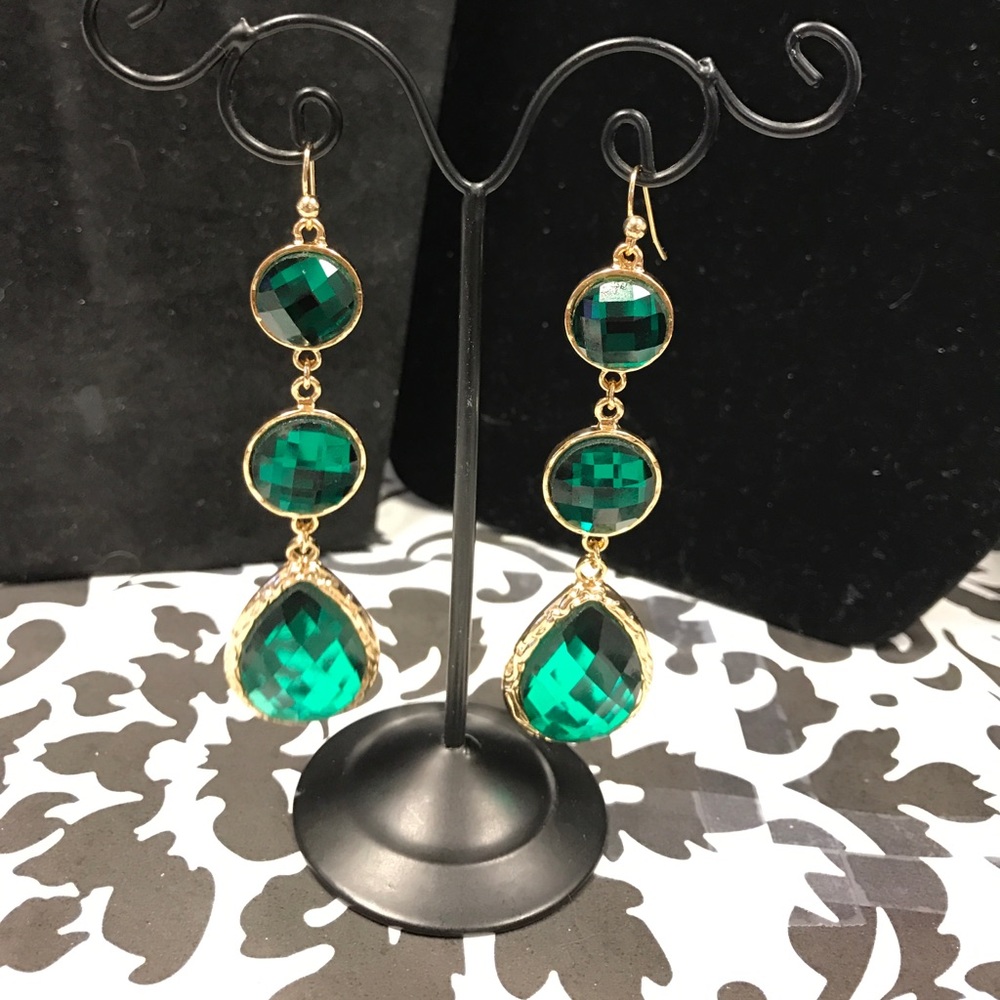 GREEN WITH ENVY GODDESS DANGLE EARRINGS