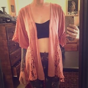 Rose Pink Lace Cardi Kimono