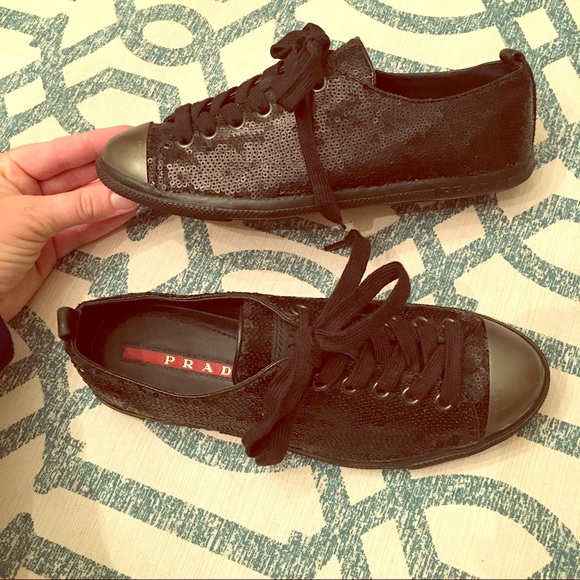 Prada Shoes - Prada Sport Paulette Sequin Cap Toe Sneakers Shoes