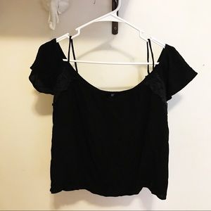 black crochet cold shoulder charlotte russe top