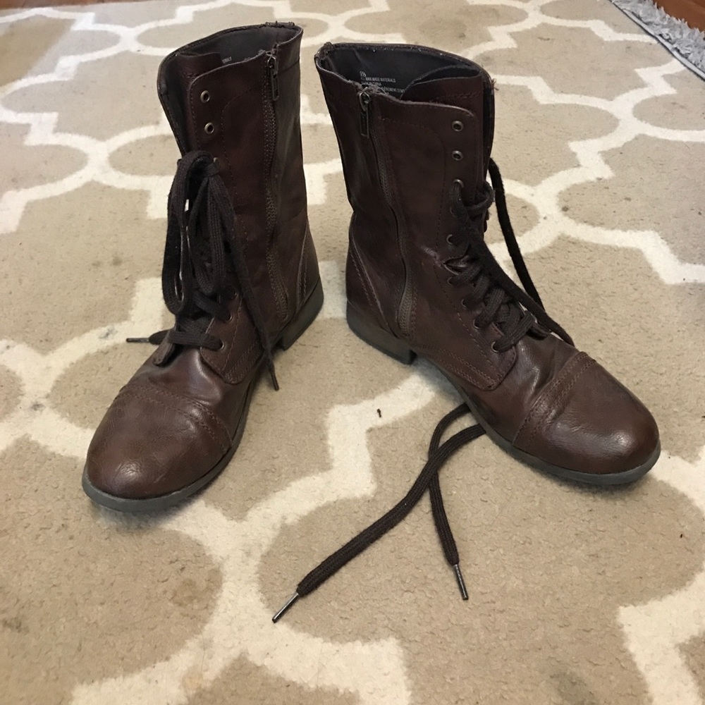 Brown combat boots