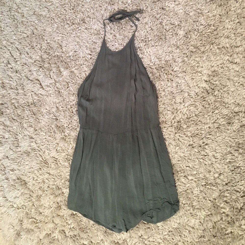 Teal, halter, tie romper