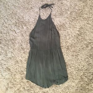 Teal, halter, tie romper