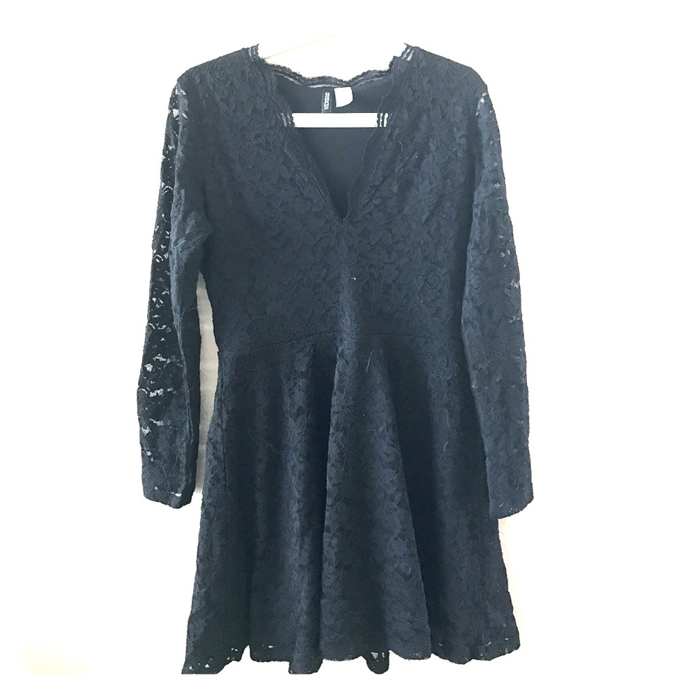 Divided black lace dress
