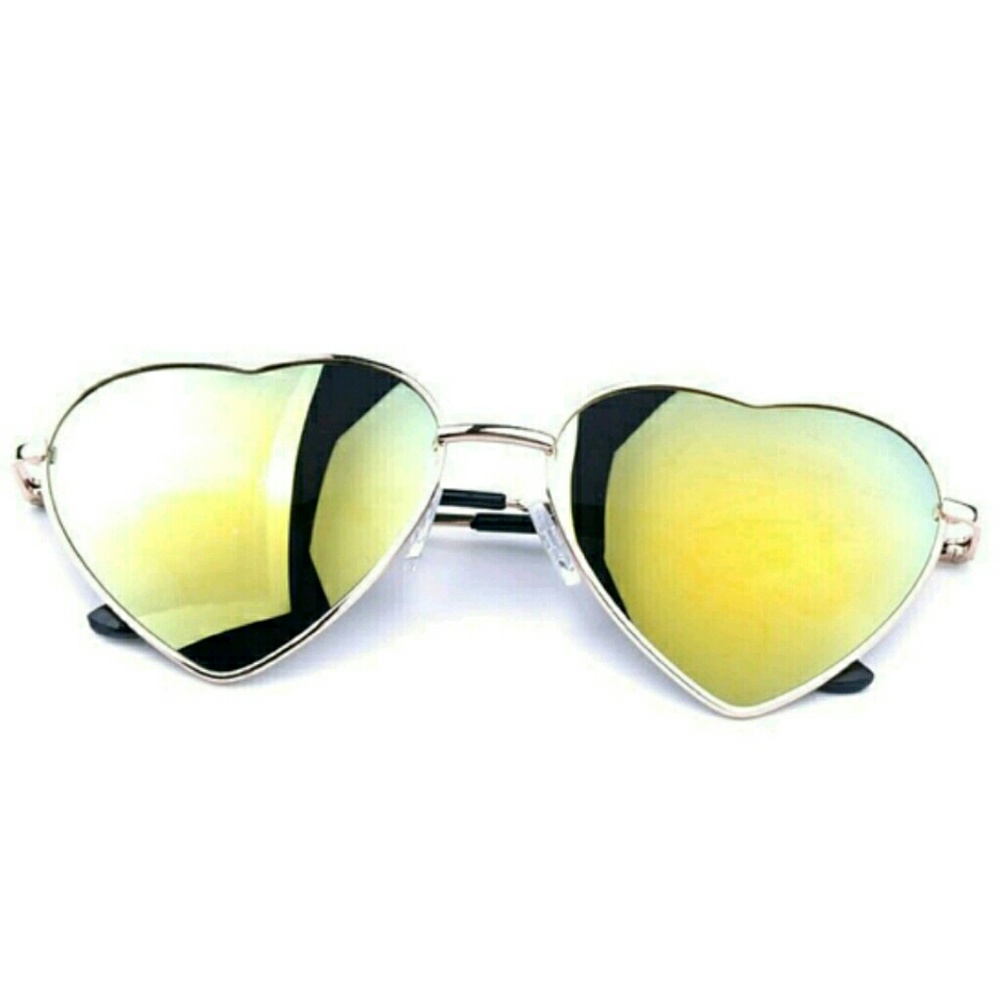 *LAST ONE-NEW Yellow/Green Mirror Heart Sunglasses - Picture 2 of 6