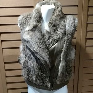 GENUINE LEATHER RABBIT FUR LINING VEST/JACKET