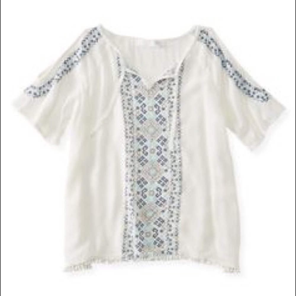 PS Aeropostale Open Shoulder Peasant Top Sz 12