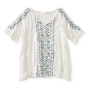 PS Aeropostale Open Shoulder Peasant Top Sz 12