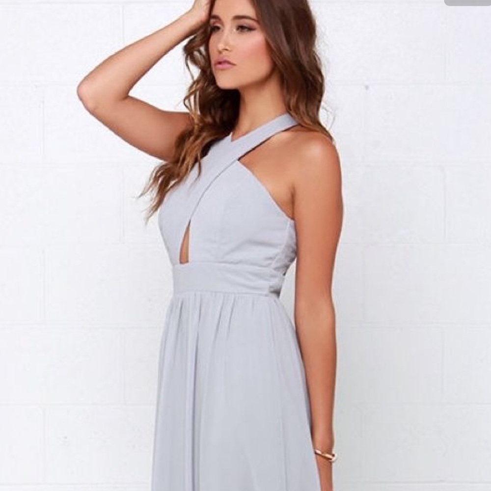 lulus gray halter cutout dress