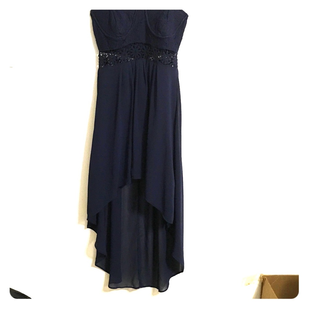 High low navy blue dress