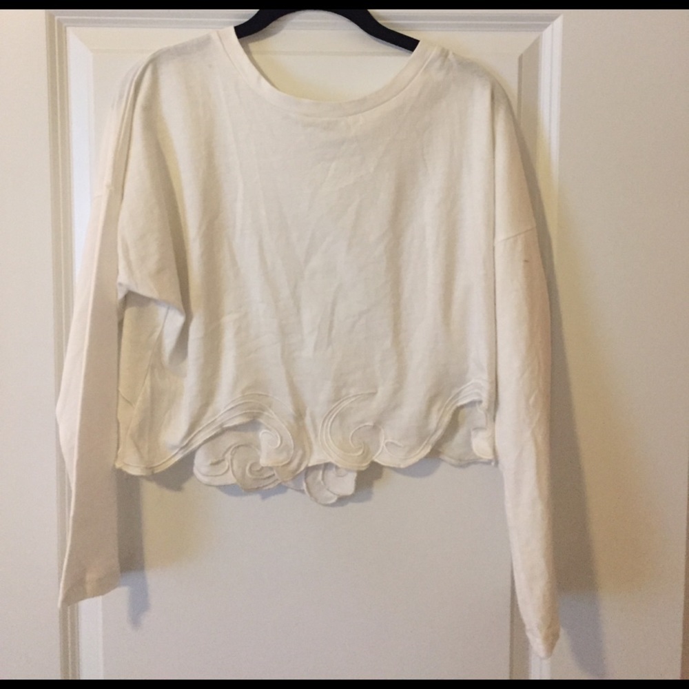 Long Sleeve White Crop Top