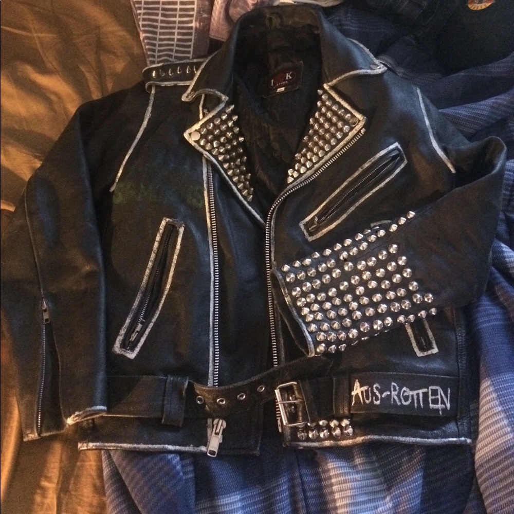 Studded leather jacket