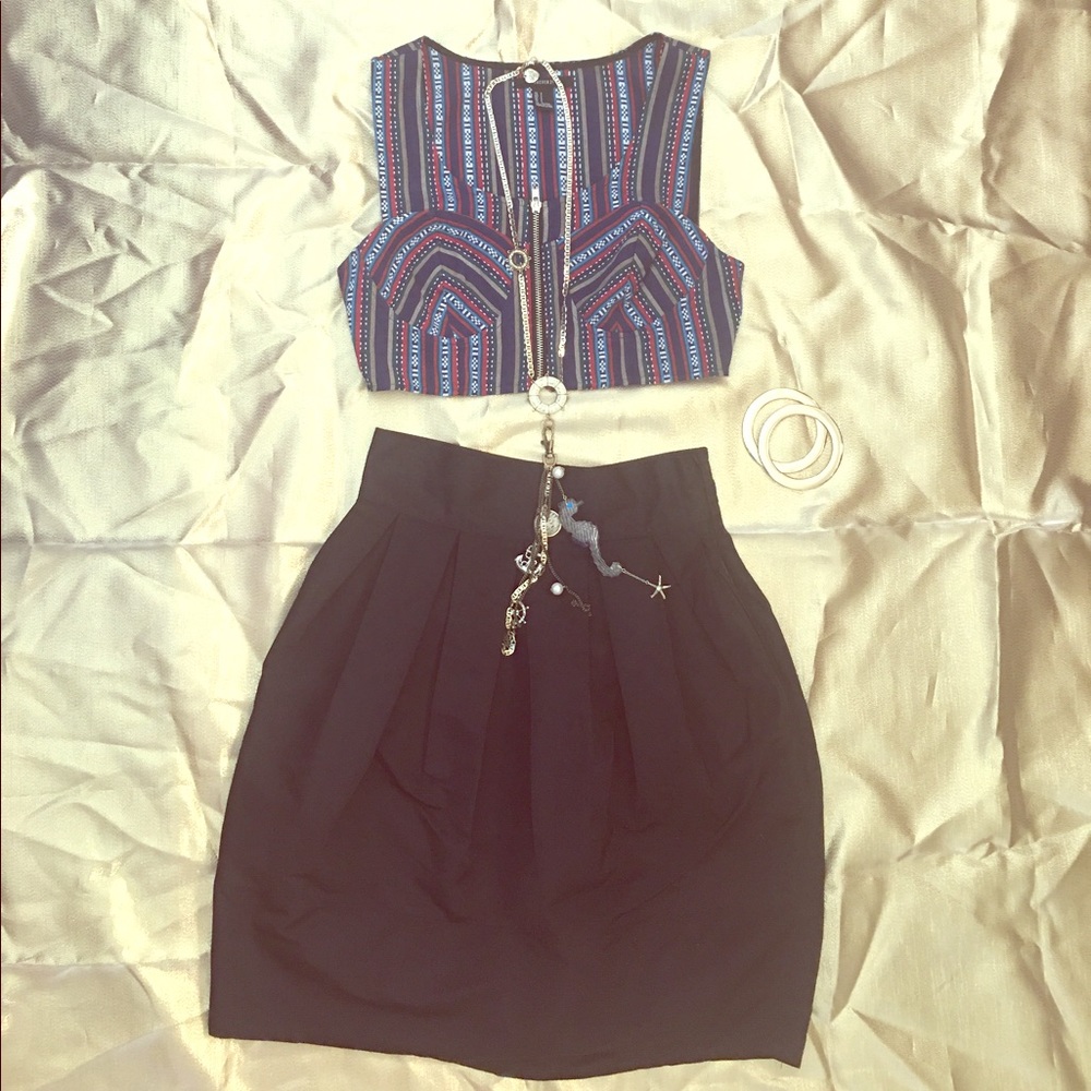 High Waisted Black Satin Skirt With Pockets 6