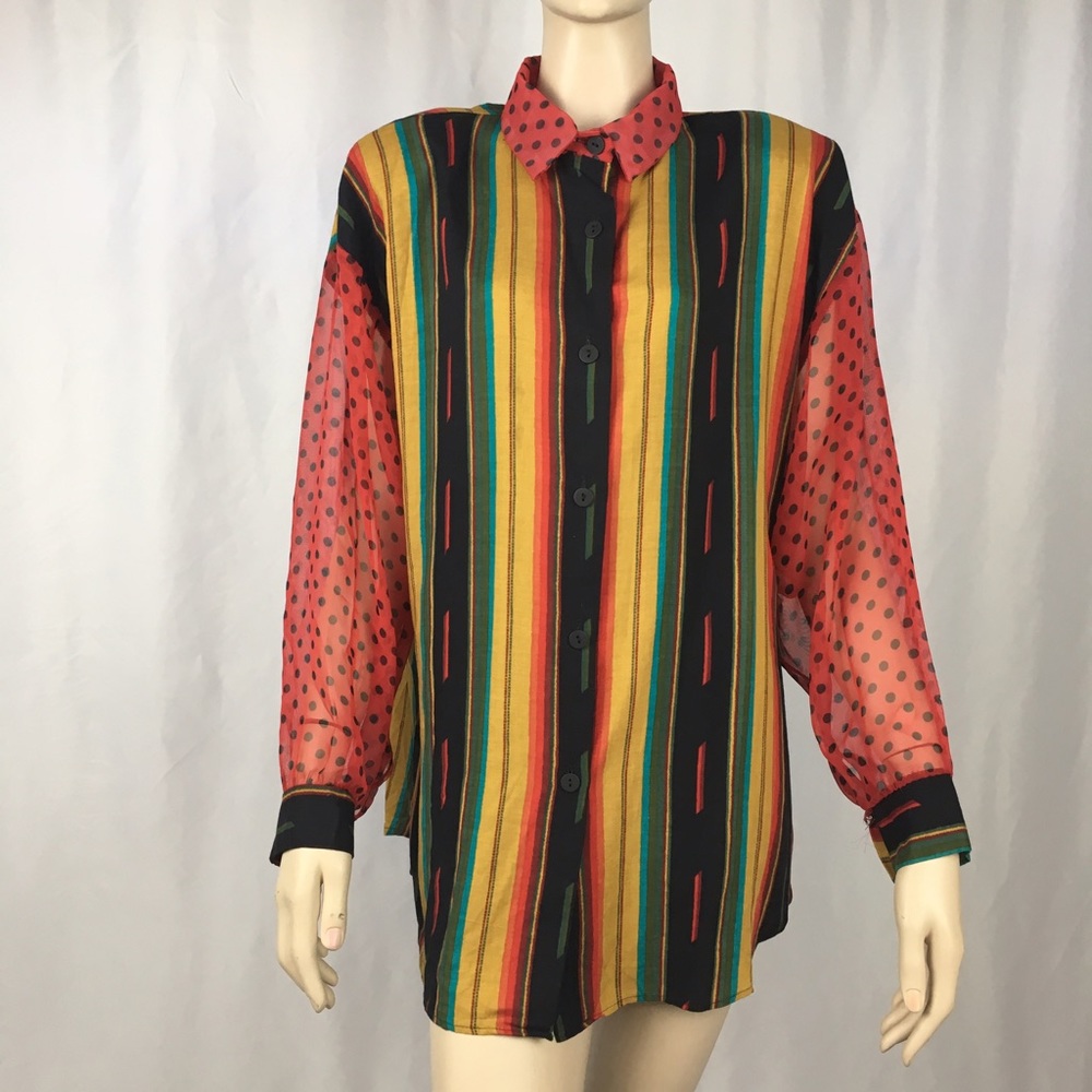 Funky Vintage Button Down Blouse - image 1