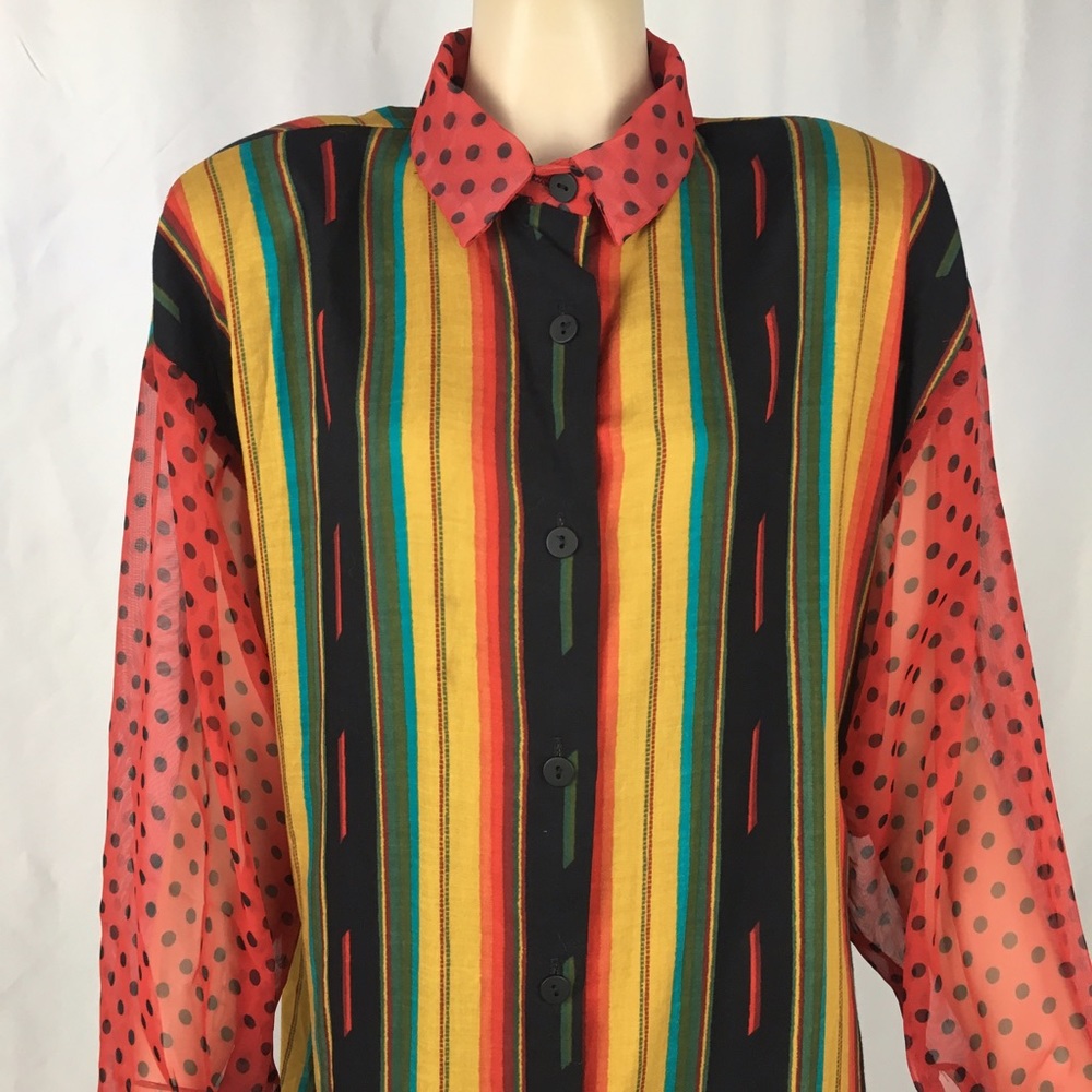 Funky Vintage Button Down Blouse - image 2