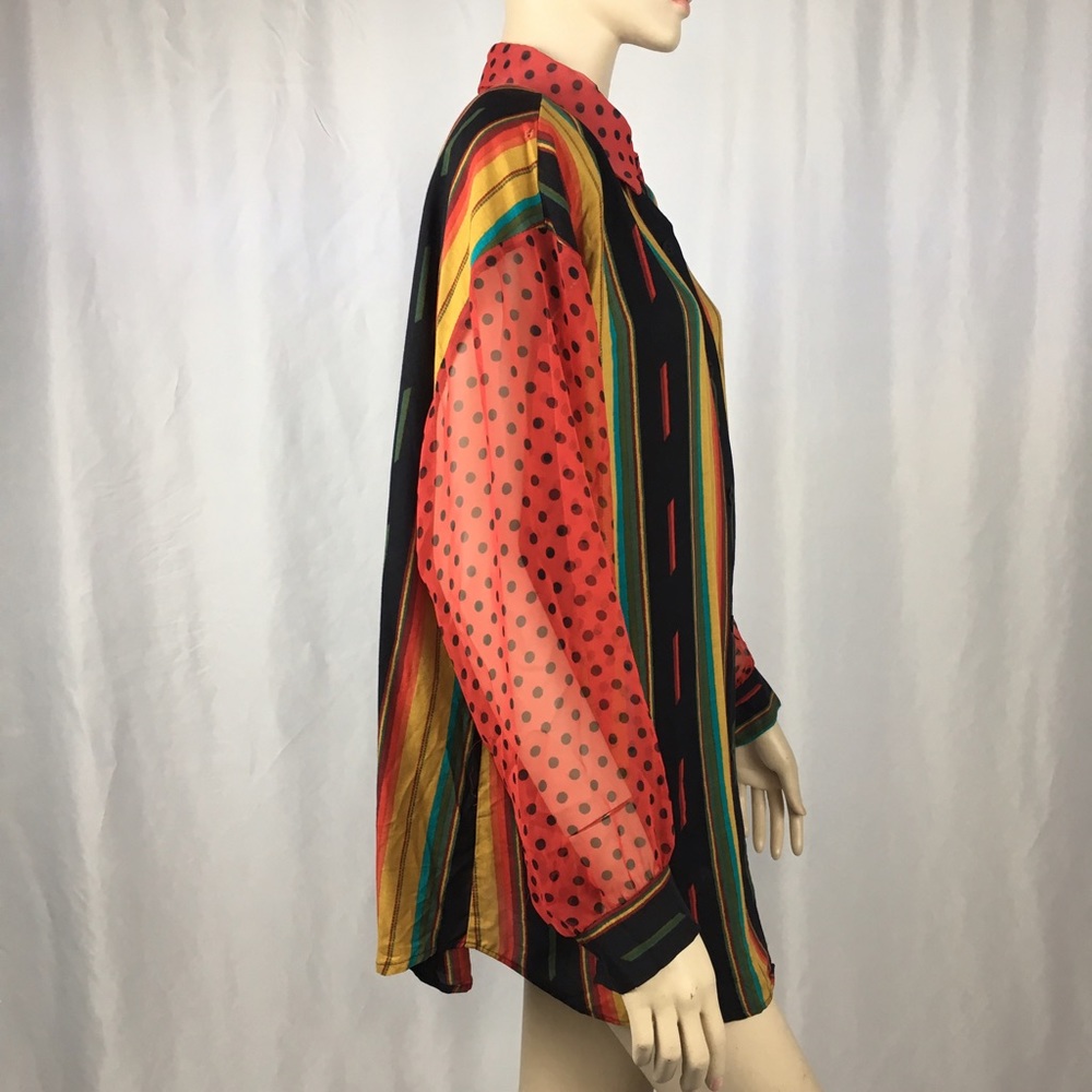 Funky Vintage Button Down Blouse - image 3