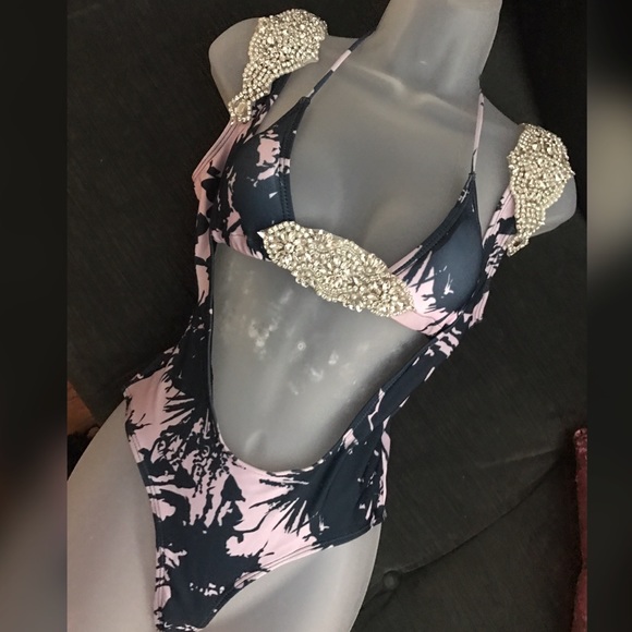 Rhinestone two piece swimsuit - Picture 1 of 4