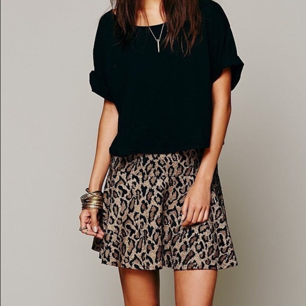 Leopard jacquard skirt