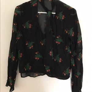 Zara sheer top with tie