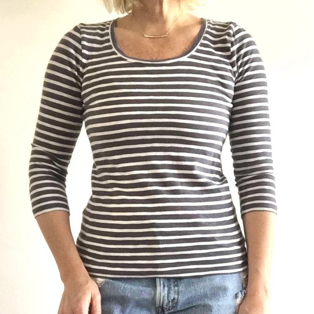 J. Crew Grey Stripe Top